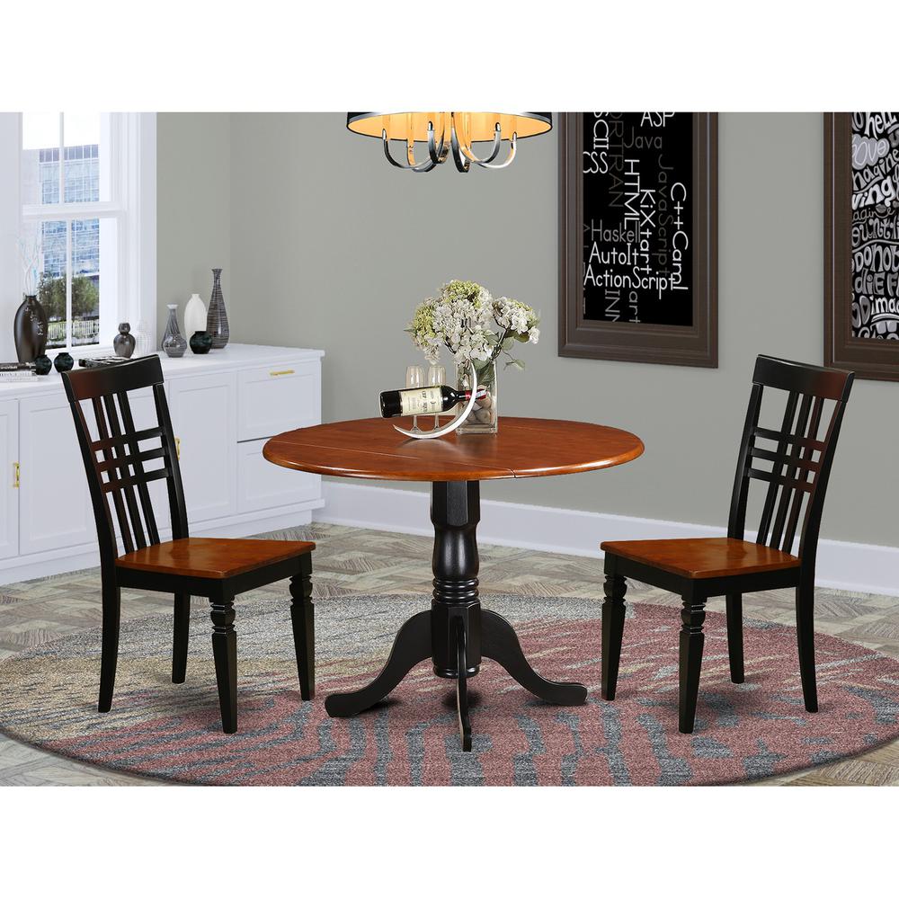 3  Pc  Dining  room  set  with  a  Dining  Table  and  2  Kitchen  Chairs  in  Black  and  Cherry. Picture 2