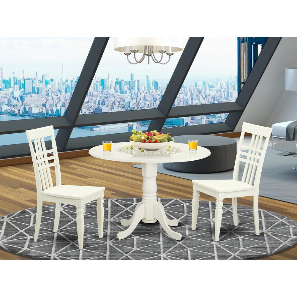 3  PC  Dining  room  set  with  a  Dining  Table  and  2  Kitchen  Chairs  in  Linen  White. Picture 2