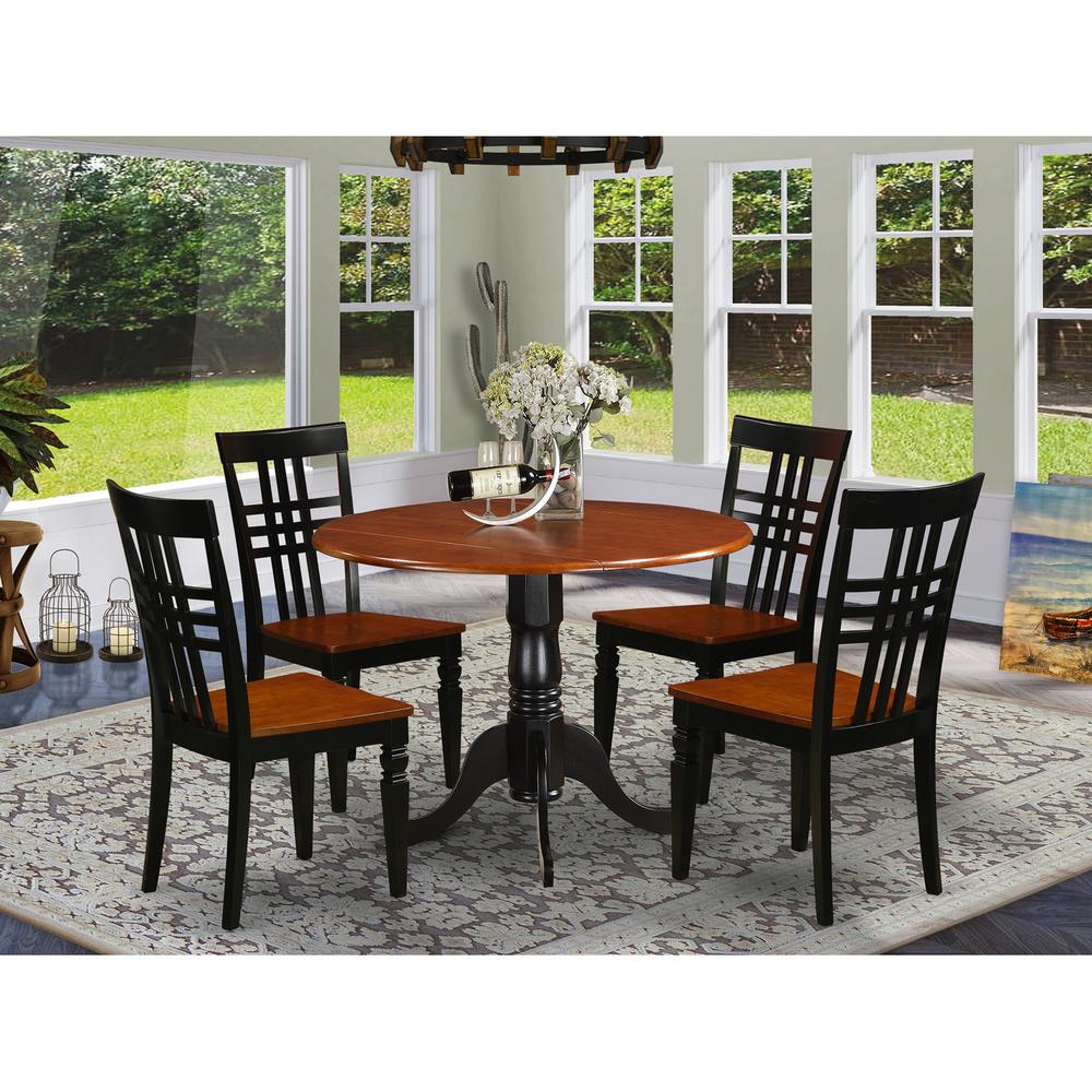 5  PC  Dining  room  set  with  a  Dining  Table  and  4  Dining  Chairs  in  Black  and  Cherry. Picture 1