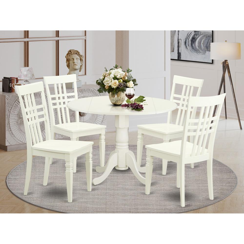 5  PC  Small  Kitchen  Table  set  with  a  Table  and  4  Dining  Chairs  in  Linen  White. Picture 2