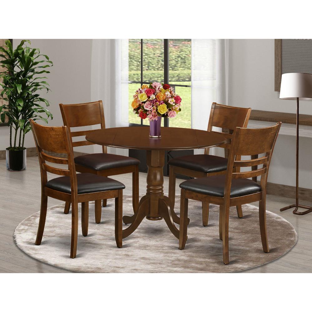 5  Pc  Dinette  Table  with  2drop-leaf  and  4  Leather  Kitchen  Chairs. Picture 1