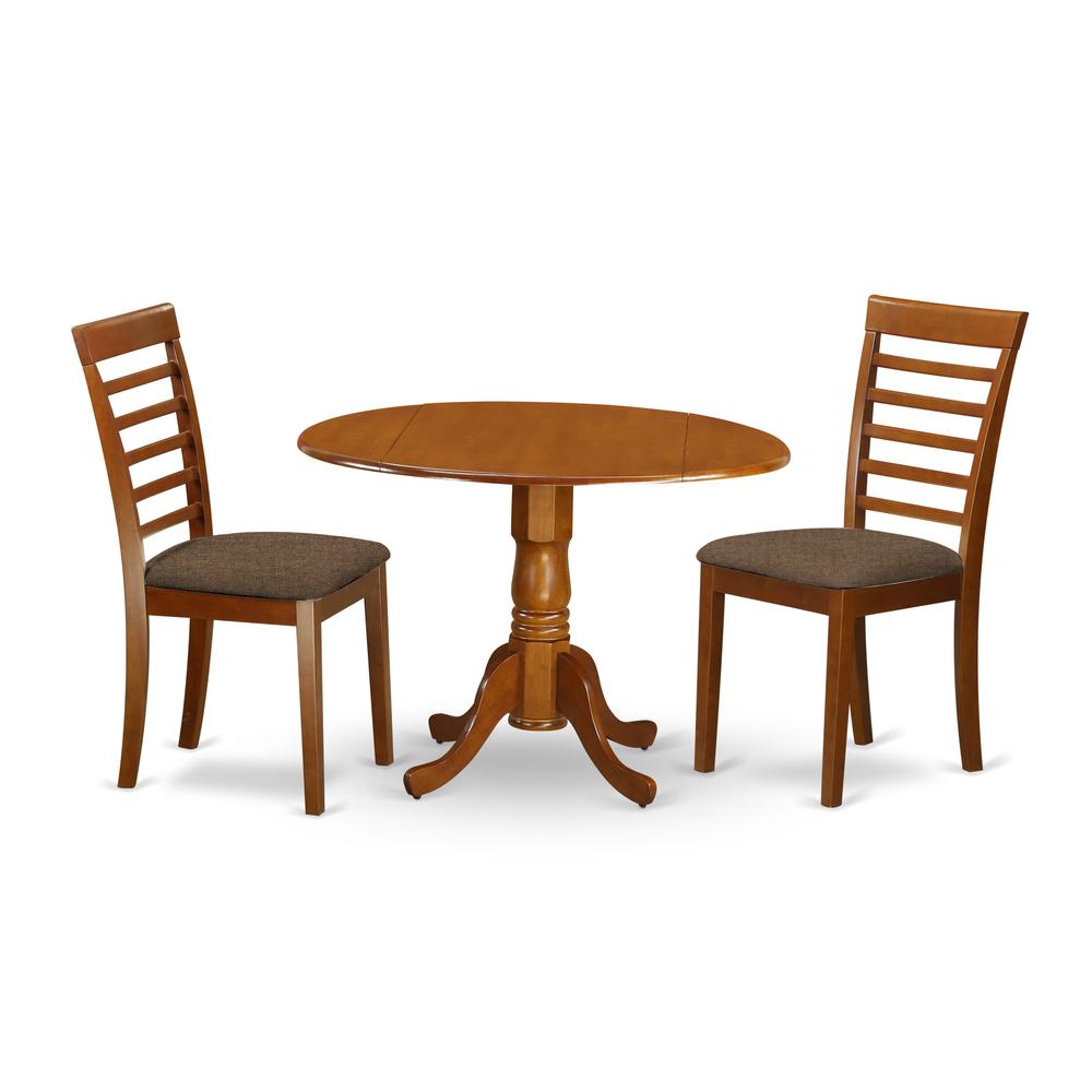 DLML3-SBR-C 3 Pc Kitchen Table set-small Kitchen Table and 2 Dining Chairs. Picture 1