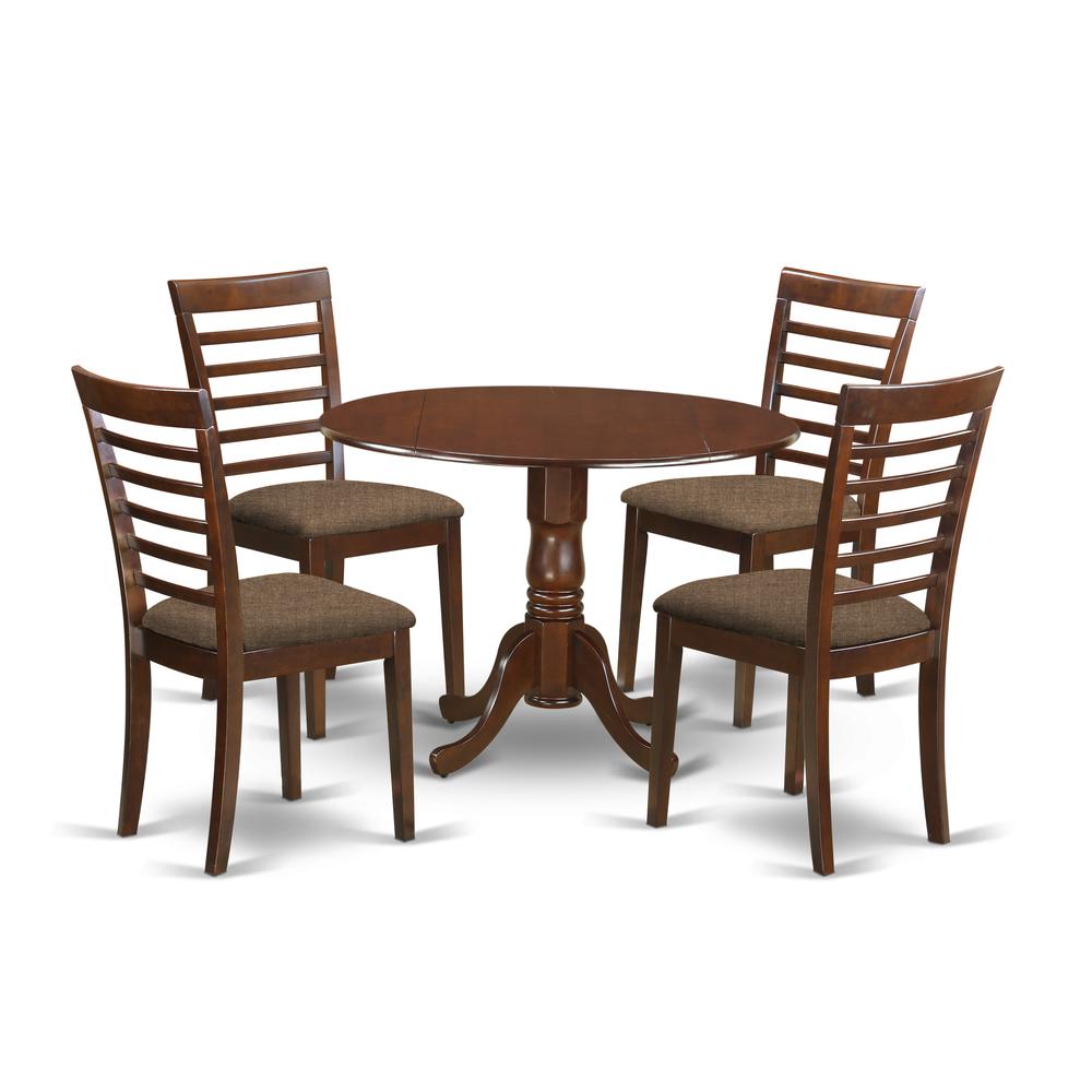 DLML5-MAH-C 5 PC Kitchen Table set-Dining Table and 4 Linen Kitchen Chairs. Picture 1