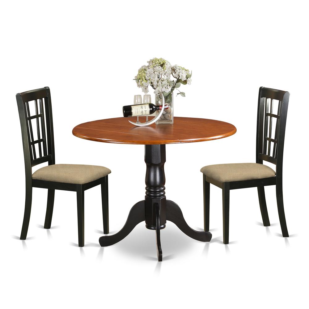 DLNI3-BCH-C 3 PC Kitchen Table set-Dining Table and 2 Wood Kitchen Chairs. Picture 1