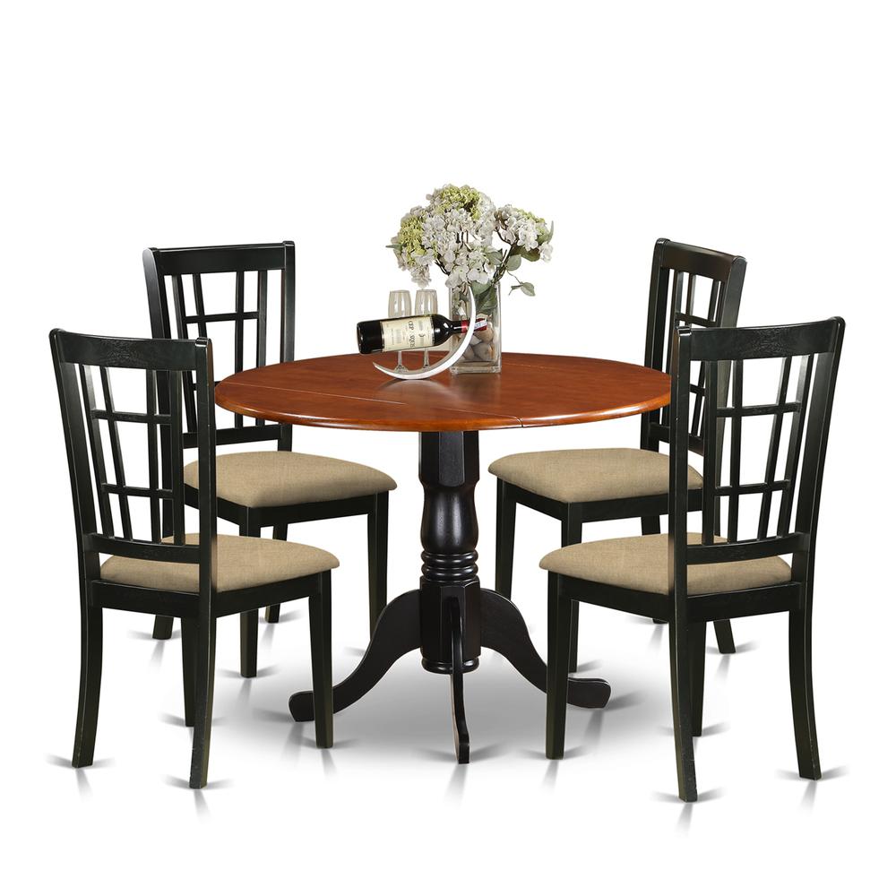 DLNI5-BCH-C 5 PC Kitchen Table set-Dining Table and 4 Wood Kitchen Chairs. Picture 1