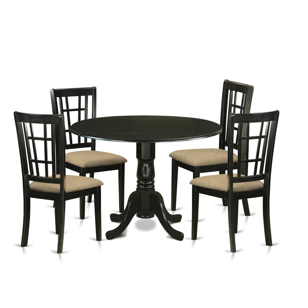 DLNI5-BLK-C 5 PC Dining room set for 4-Dining Table and 4 Dining Chairs. The main picture.