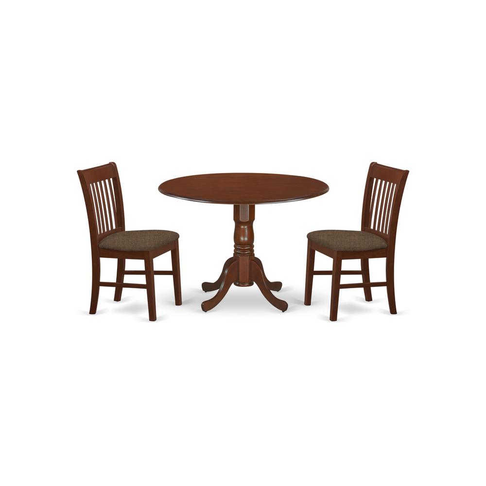 DLNO3-MAH-C 3 Pc small Kitchen Table set-round Kitchen Table and 2 Chairs. The main picture.