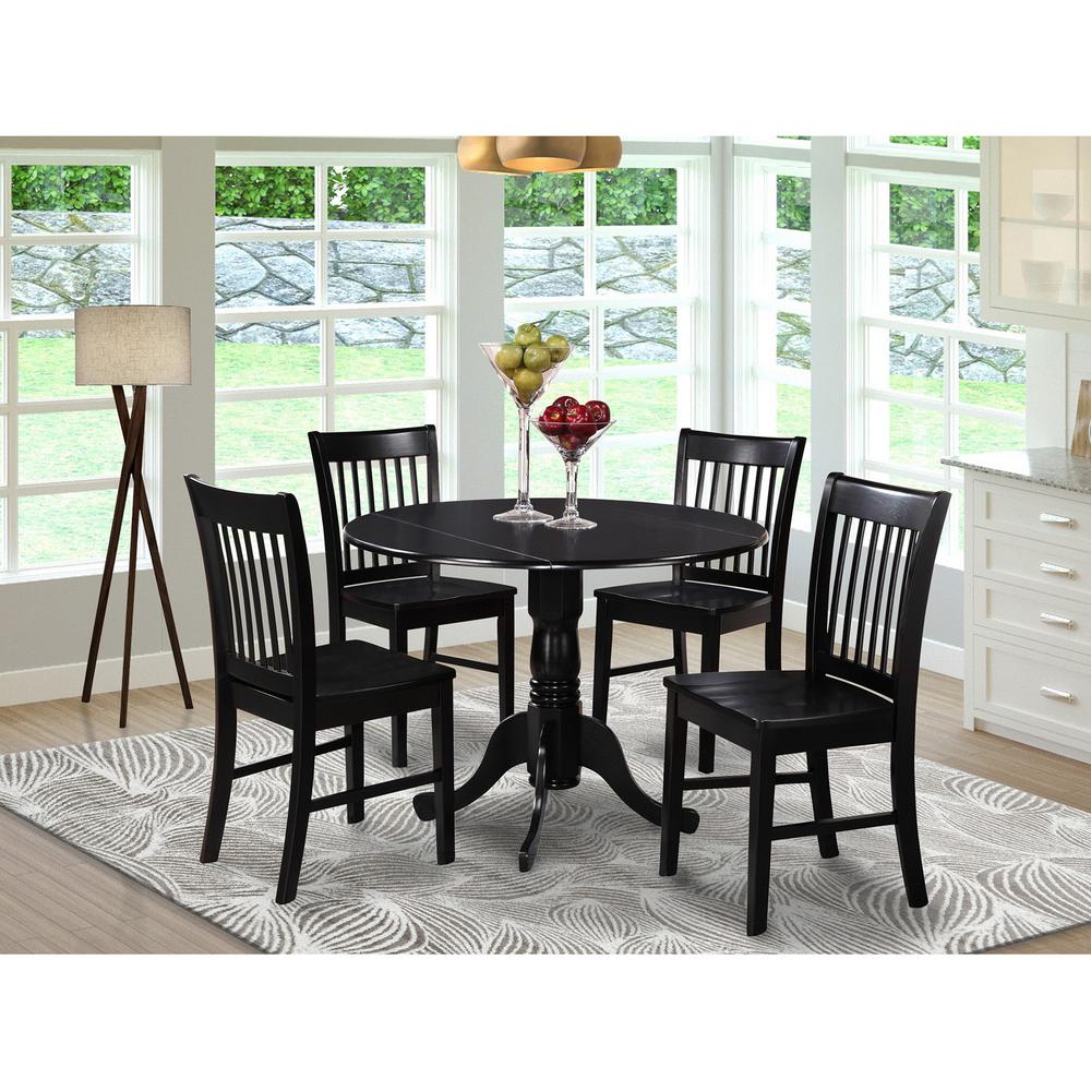 5  PC  small  Kitchen  Table  and  Chairs  set-round  Kitchen  Table  and  4  dinette  Chairs. Picture 1