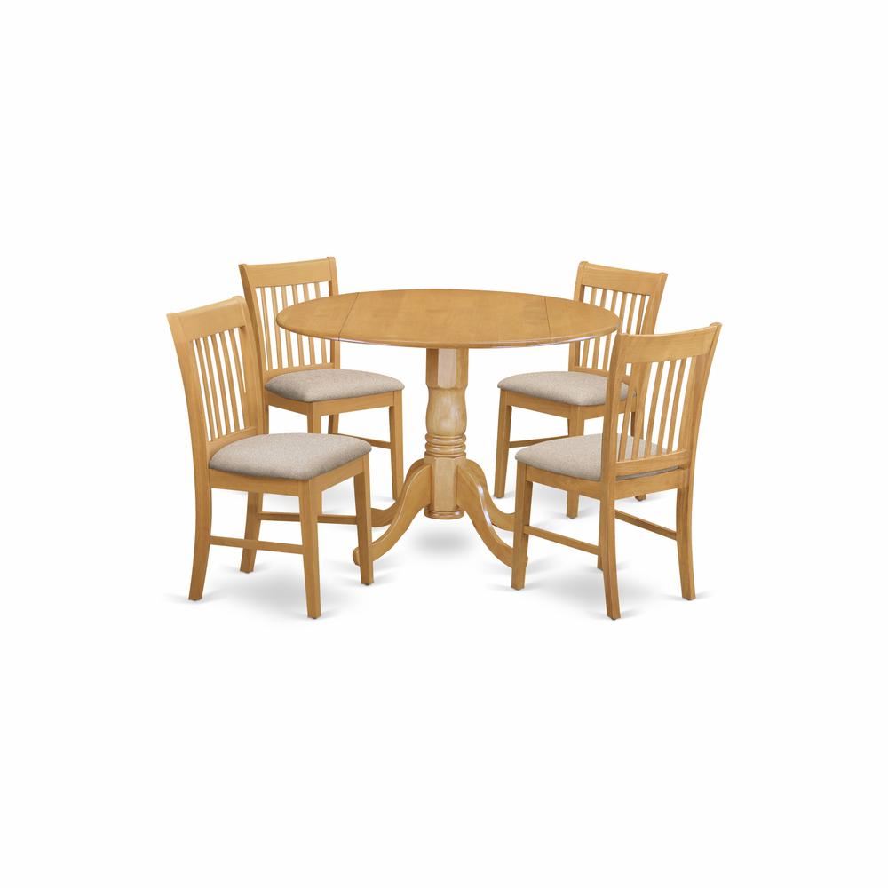 DLNO5-OAK-C 5 Pc small Kitchen Table set-round Kitchen Table and 4 Dining Chairs.. Picture 1