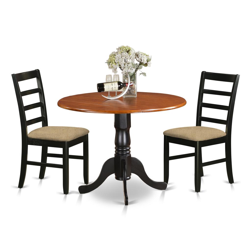 DLPF3-BCH-C 3 PC Kitchen Table set-Dining Table and 2 Linen Kitchen Chairs. Picture 1