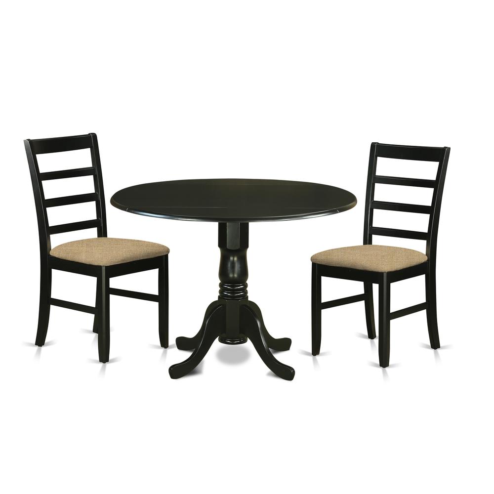 DLPF3-BLK-C 3 Pc Dining room set-Dining Table and 2 Dining Chairs. Picture 1