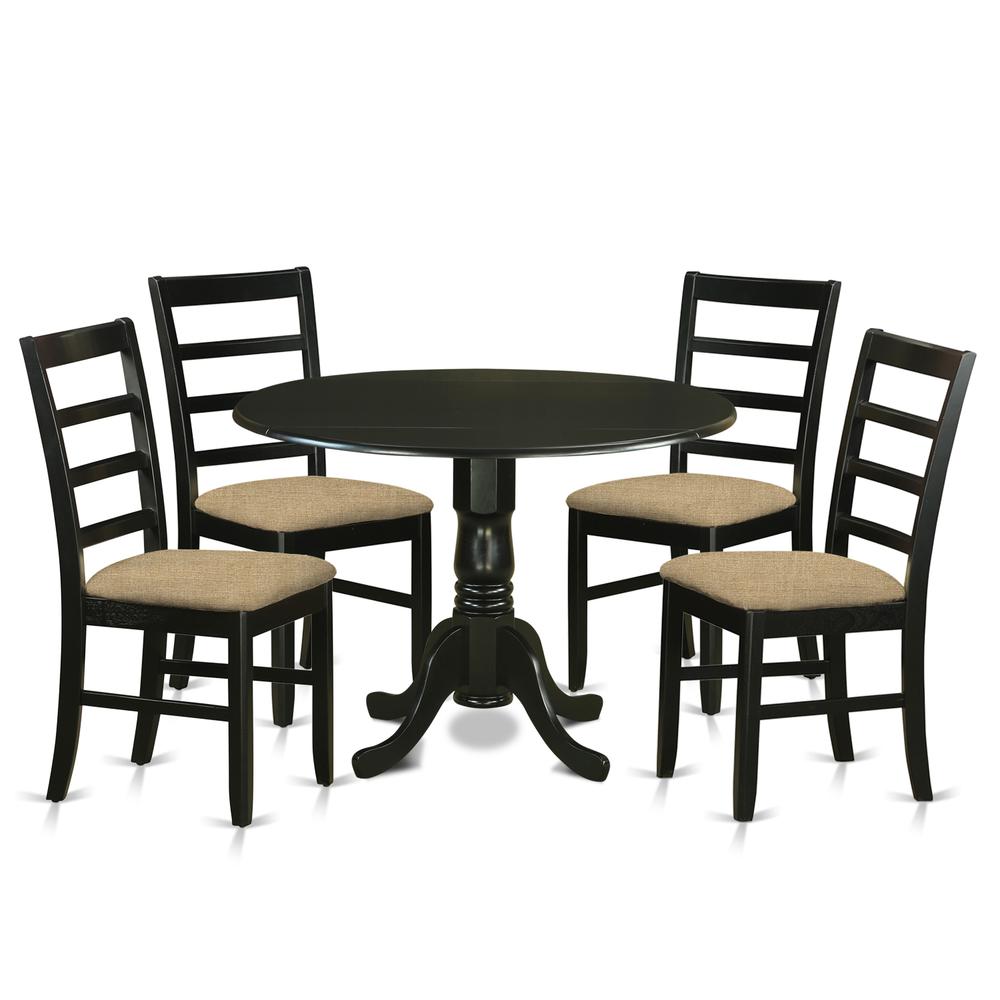 DLPF5-BLK-C 5 PcKitchen Table set - Small Kitchen Table and 4 Kitchen Dining Chairs. Picture 1