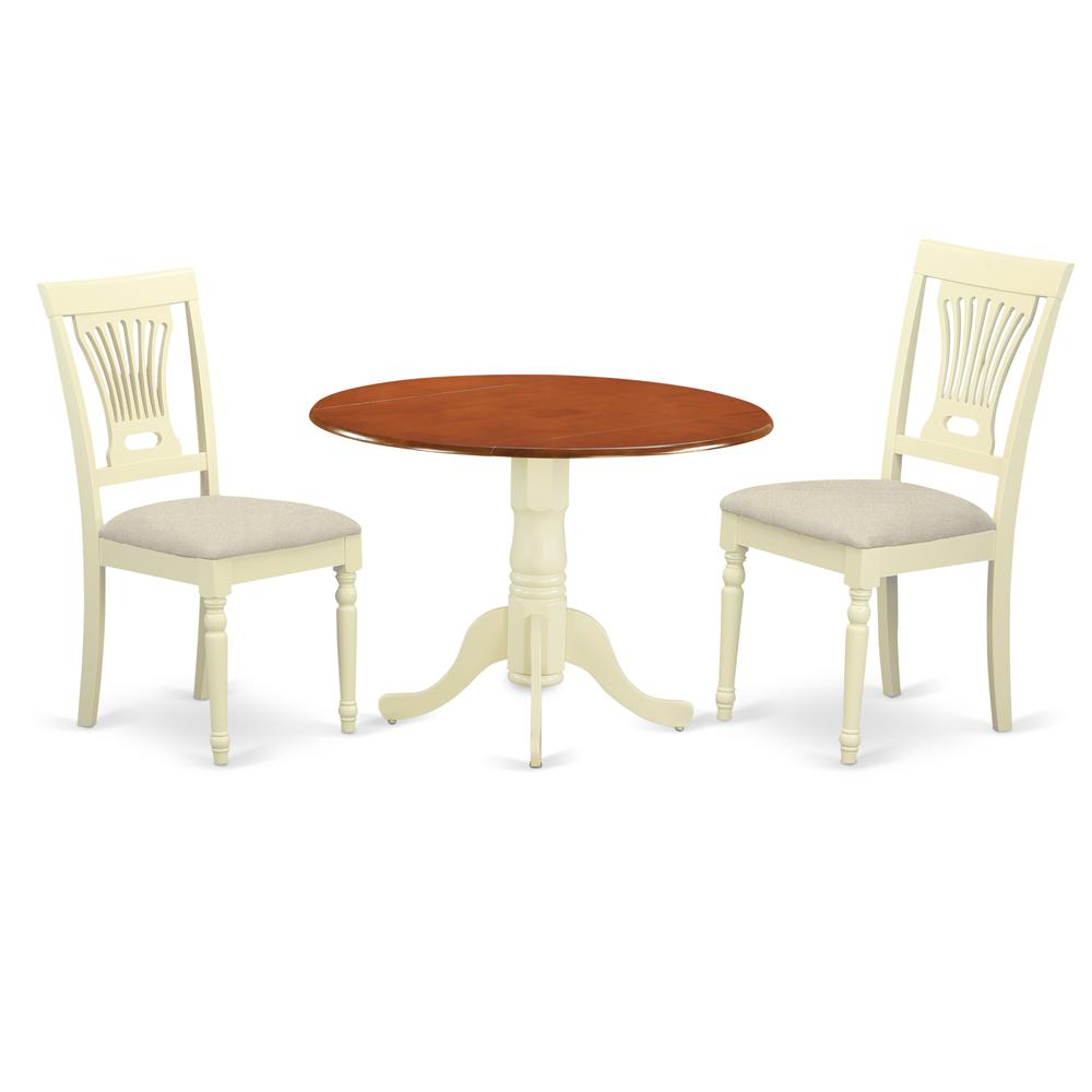 3  PC  Kitchen  Table  set-Dining  Table  and  2  Wooden  Kitchen  Chairs  in  Buttermilk  and  Cherry. Picture 1