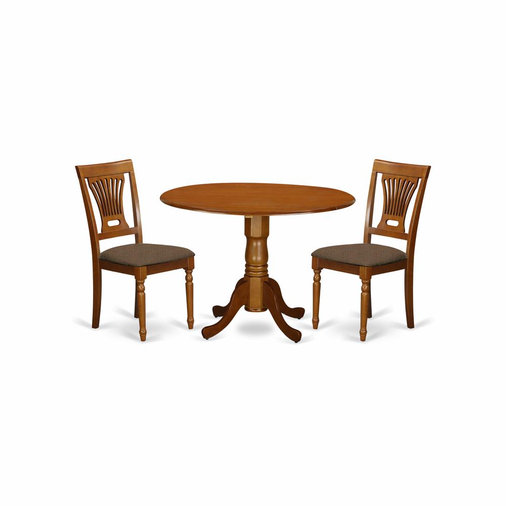 DLPL3-SBR-C 3 Pc Kitchen nook Dining set-small Kitchen Table and 2 Dining Chairs. Picture 1