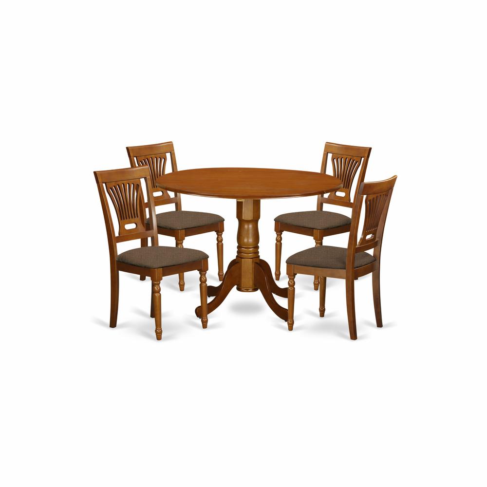 DLPL5-SBR-C 5 PC Kitchen nook Dining set-round Table plus 4 dinette Chairs. Picture 1