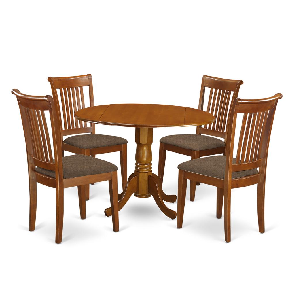 DLPO5-SBR-C 5 PC Kitchen Table set-small Kitchen Table-plus 4 dinette Chairs. Picture 1