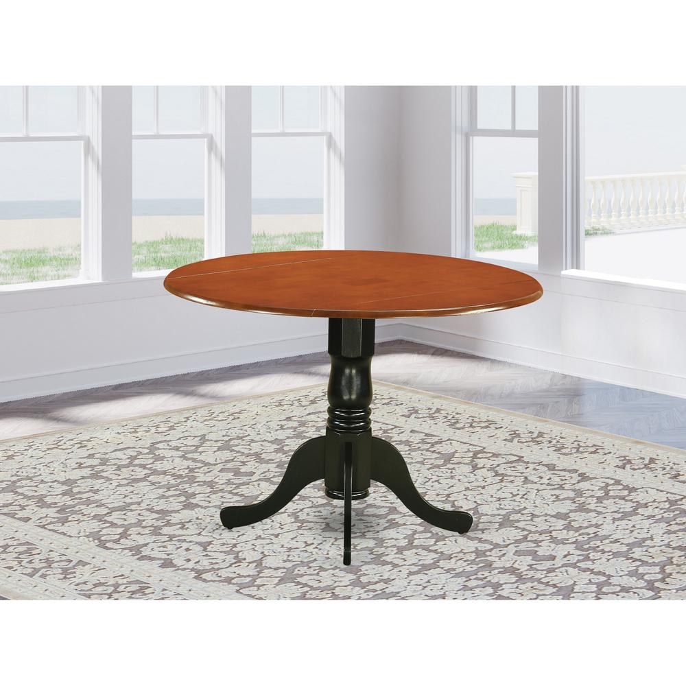 Dublin  Round  Table  with  two  9"  Drop  Leaves  in  Black  and  Cherry  Finish. Picture 1