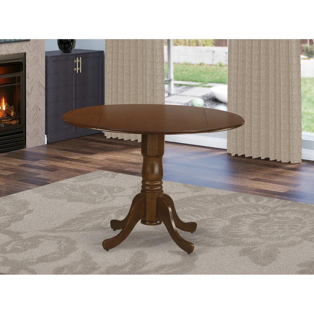 Dublin  Round  Table  with  two  9"  Drop  Leaves  in  Saddle  Brown  Finish. Picture 1
