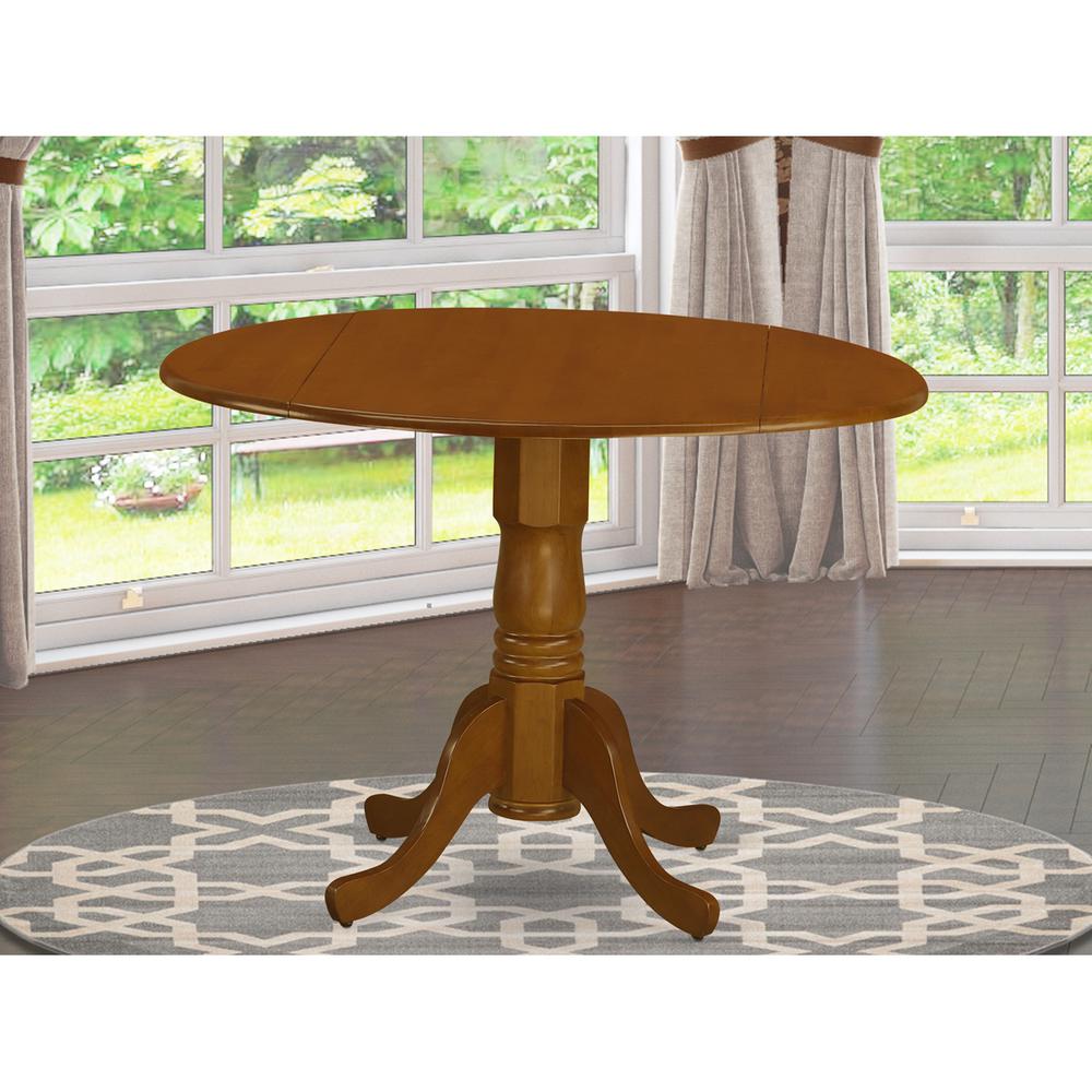 Dublin  Round  Table  with  two  9"  Drop  Leaves  in  Saddle  Brown  Finish. Picture 1