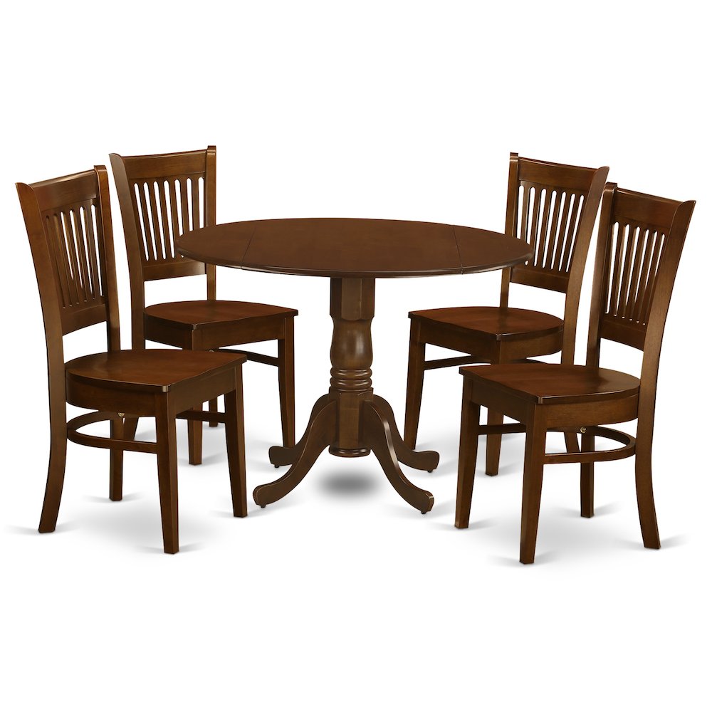 5  PcTable  with  2  drop  leaves  and  4  Wood  dinette  Chairs. Picture 1