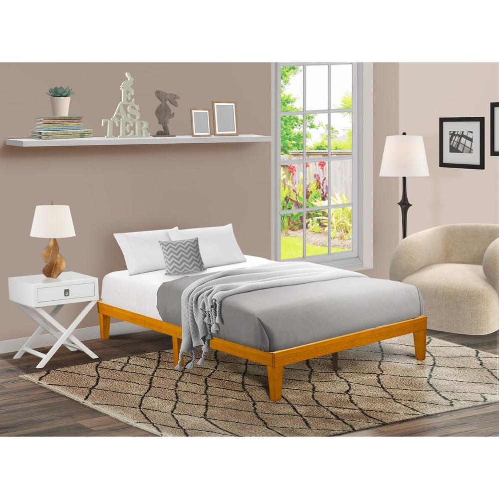 DNP-23-Q Queen Size Bed Frame with 4 Hardwood Legs and 2 Extra Center Legs - Oak Finish. Picture 1