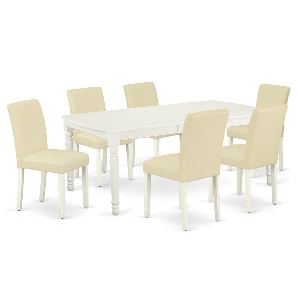 Dining Room Set Linen White, DOAB7-LWH-64. Picture 1
