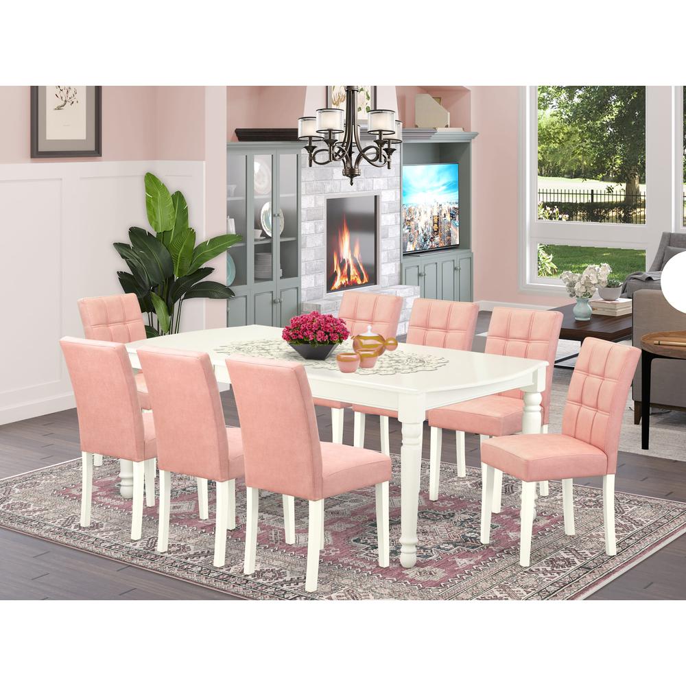 9 Piece Modern Dining Table Set contain A Wooden Table. Picture 1