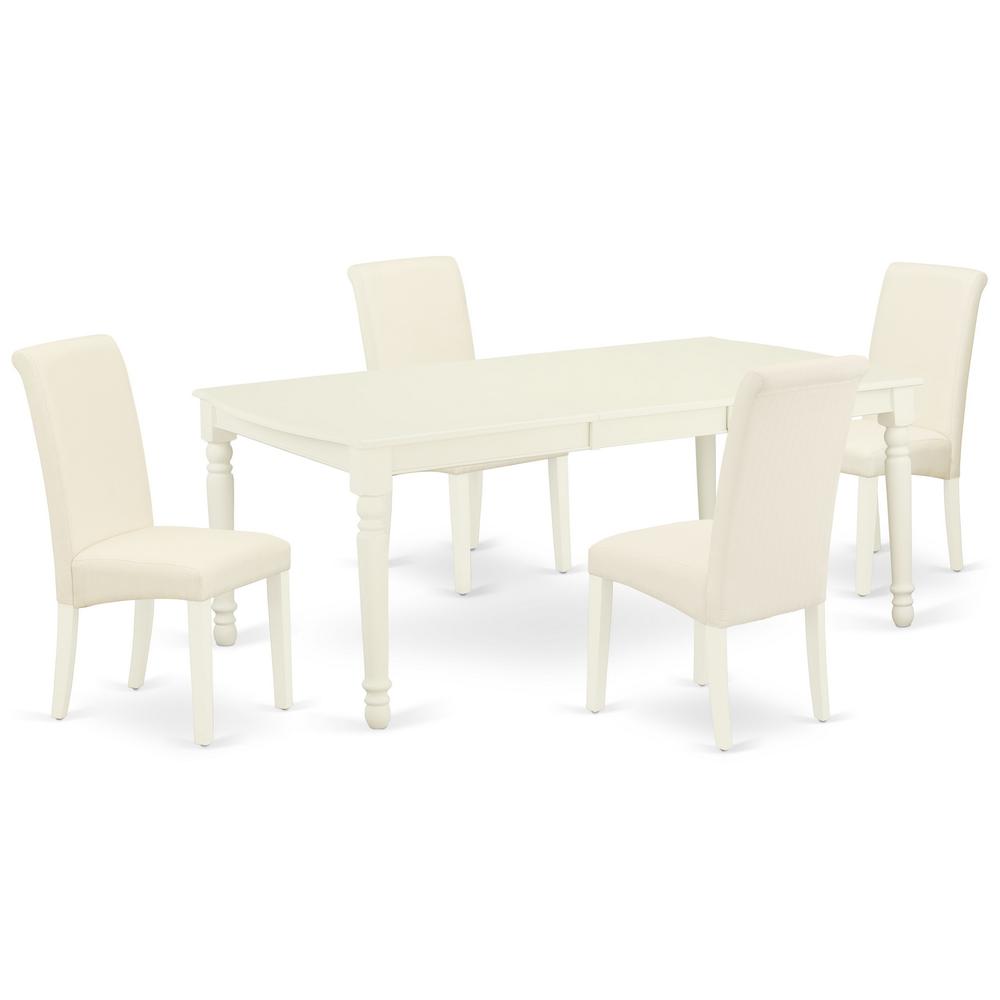 Dining Room Set Linen White, DOBA5-LWH-01. Picture 1
