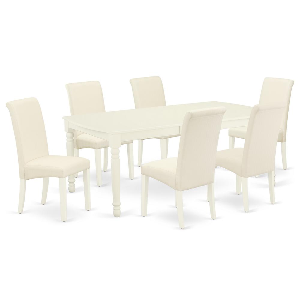 Dining Room Set Linen White, DOBA7-LWH-01. Picture 1