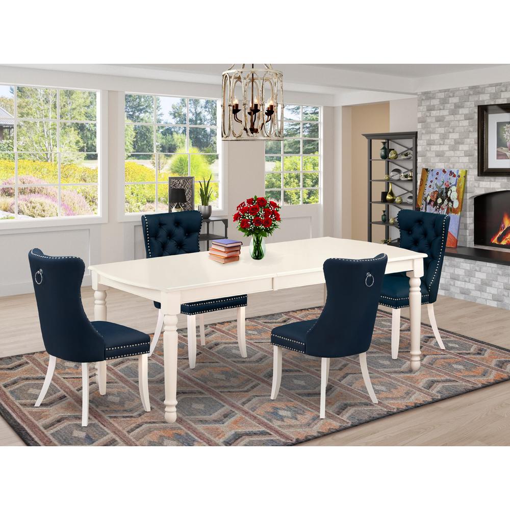 5 Piece Kitchen Set Consists of a Rectangle Dining Table with Butterfly Leaf. Picture 1