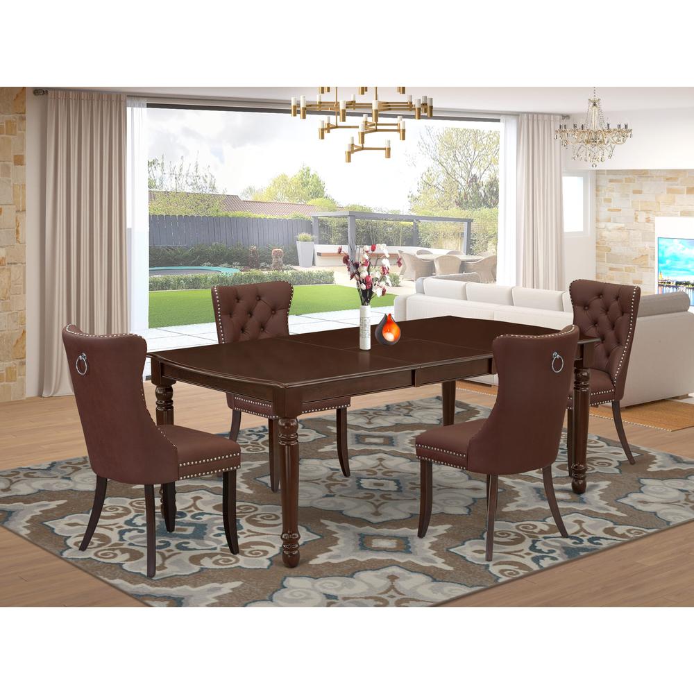 5 Piece Dinette Set Consists of a Rectangle Dining Table with Butterfly Leaf. Picture 1
