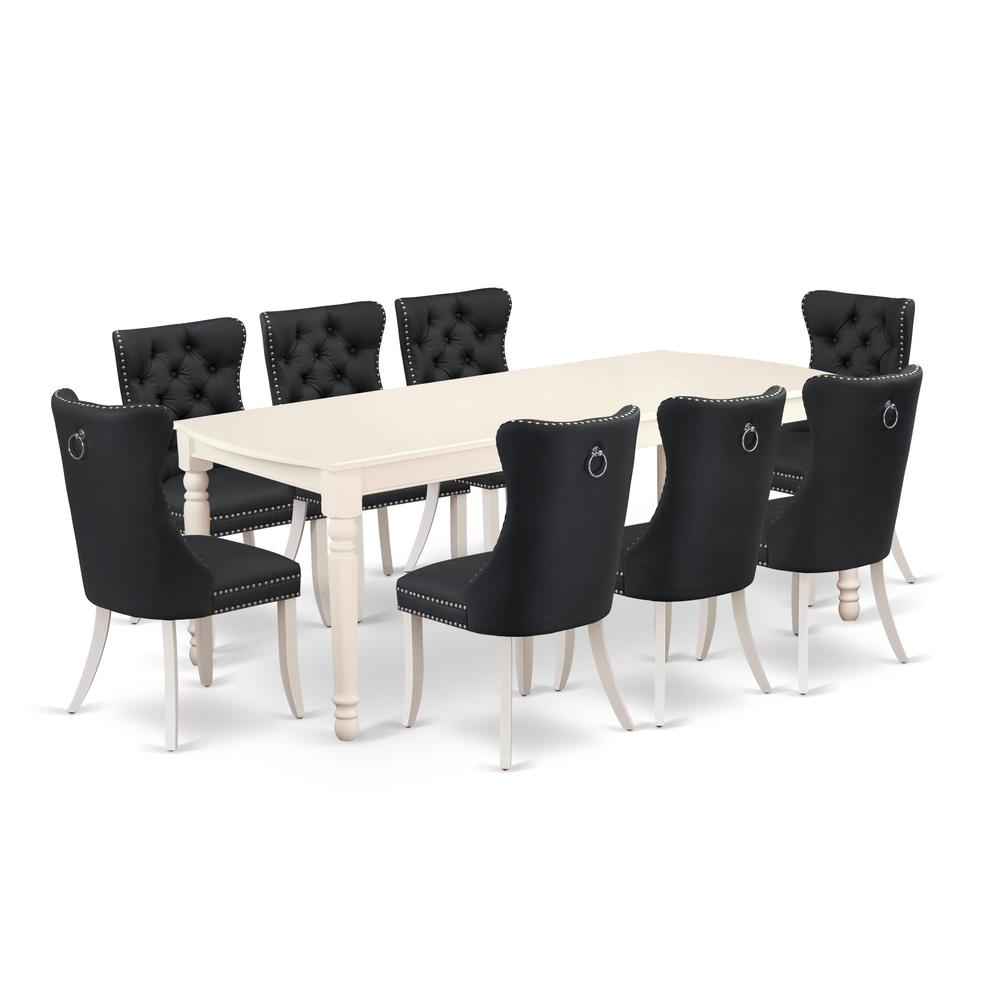 9 Piece Dinette Set Contains a Rectangle Dining Table with Butterfly Leaf. Picture 6