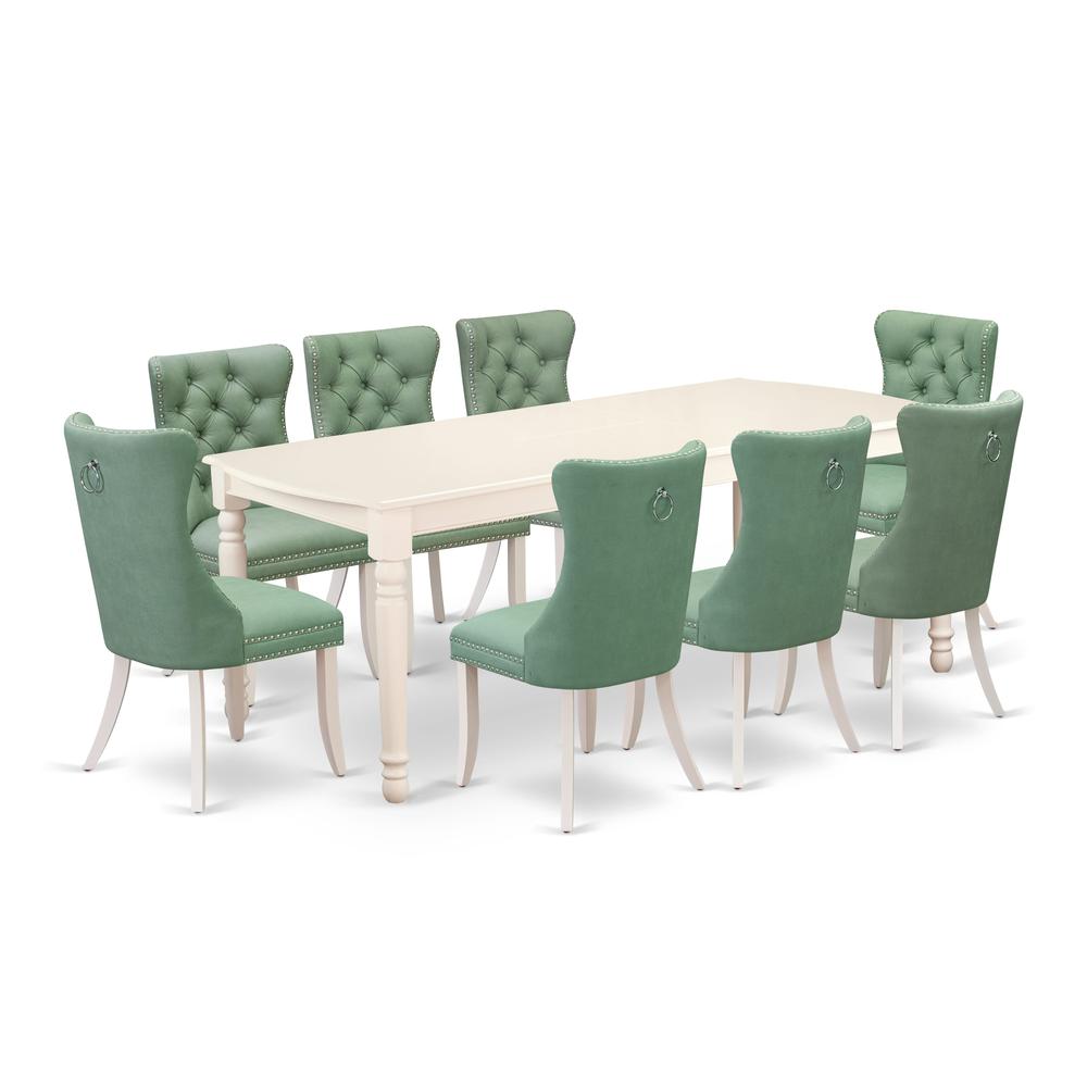 9 Piece Kitchen Set Consists of a Rectangle Dining Table with Butterfly Leaf. Picture 6
