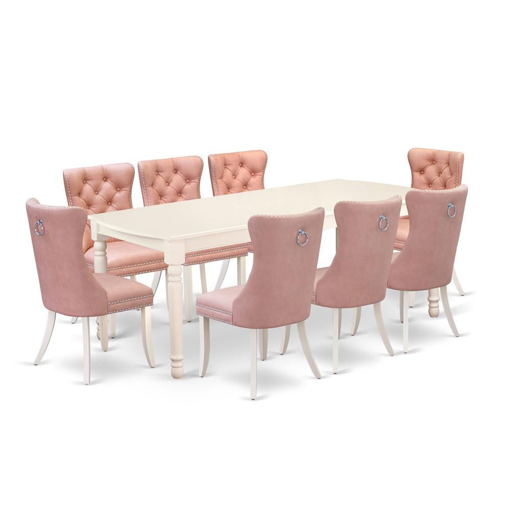 9 Piece Kitchen Set Contains a Rectangle Dining Table with Butterfly Leaf. Picture 6