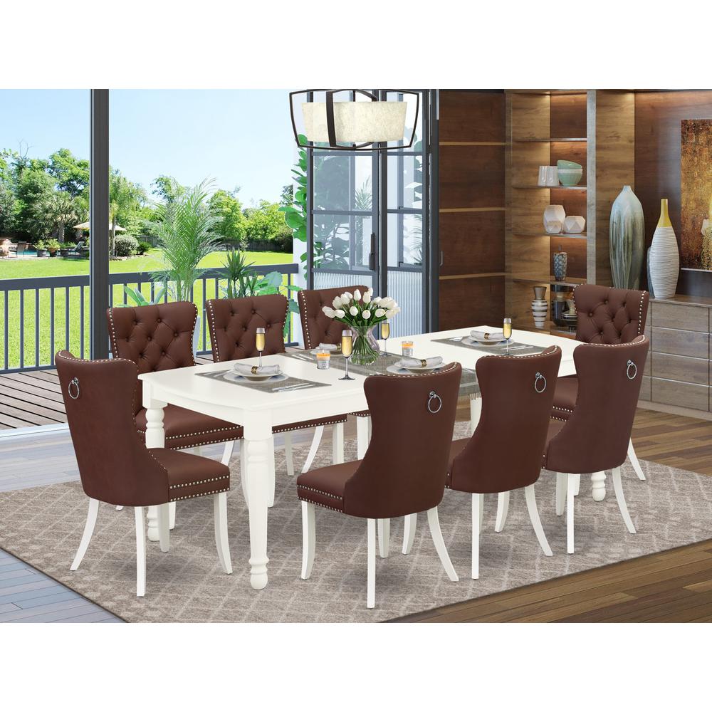 9 Piece Modern Dining Table Set Consists of a Rectangle Kitchen Table. Picture 1