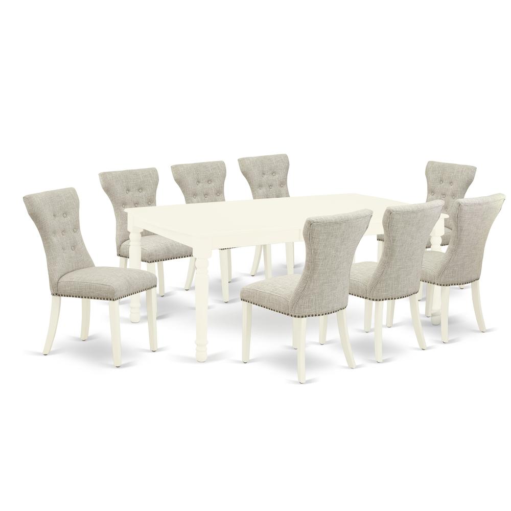 Dining Room Set Linen White, DOGA9-LWH-35. Picture 1