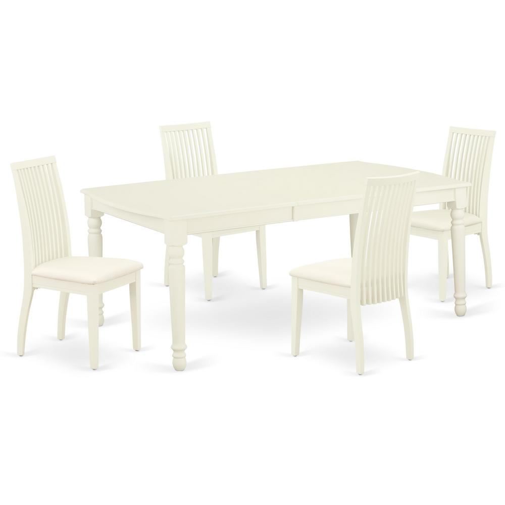 Dining Room Set Linen White, DOIP5-LWH-C. Picture 1