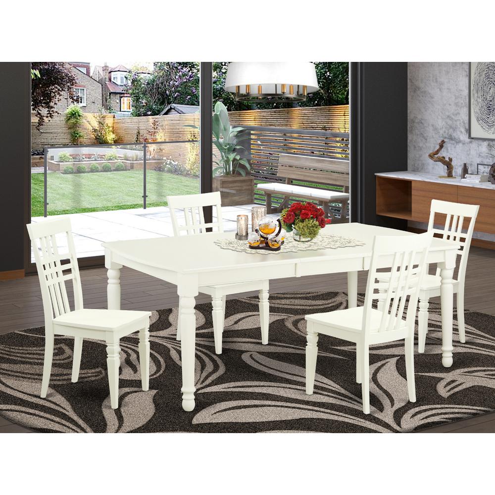 5  PC  Kitchen  Tables  and  chair  set  with  a  Dining  Table  and  4  Kitchen  Chairs  in  Linen  White. Picture 1