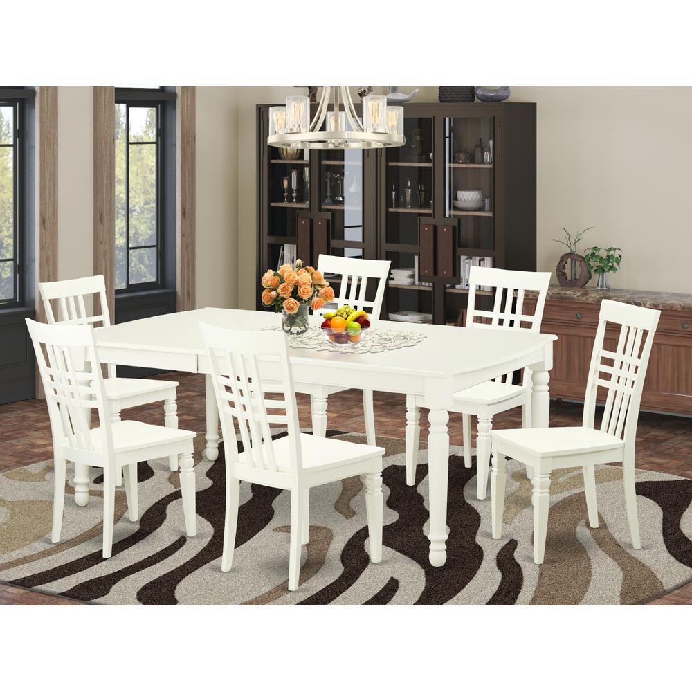 3  PcTable  and  chair  set  with  a  Dining  Table  and  6  Dining  Chairs  in  Linen  White. Picture 1
