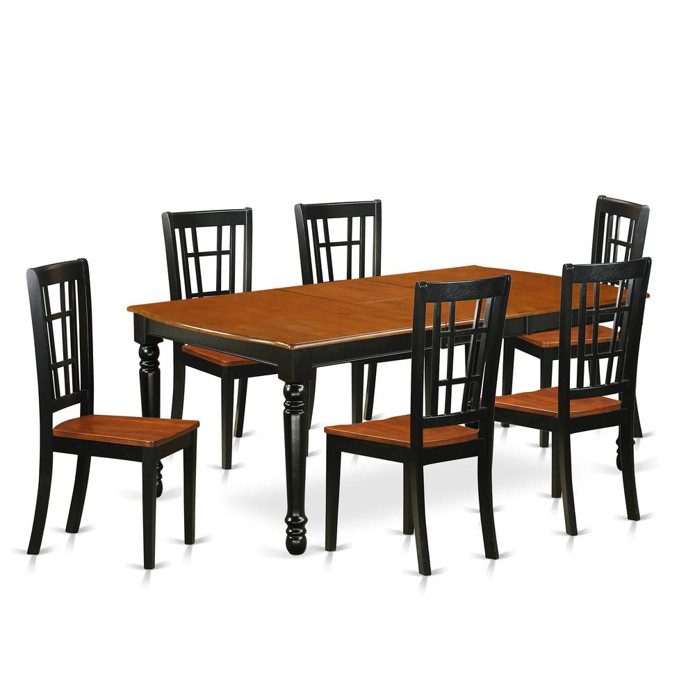 Dining Room Set Black & Cherry, DONI7-BCH-W. Picture 1
