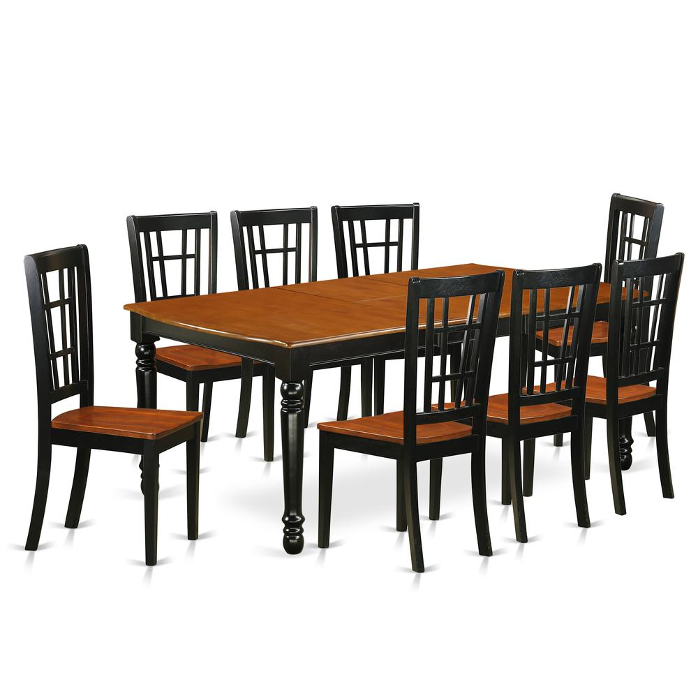 Dining Room Set Black & Cherry, DONI9-BCH-W. Picture 1