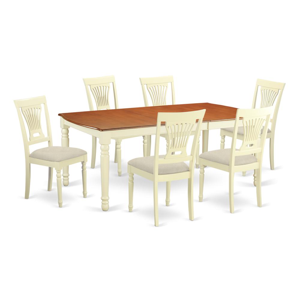 DOPL7-WHI-C 7 Pc dinette set -Dining Table and 6 Dining Chairs. Picture 1
