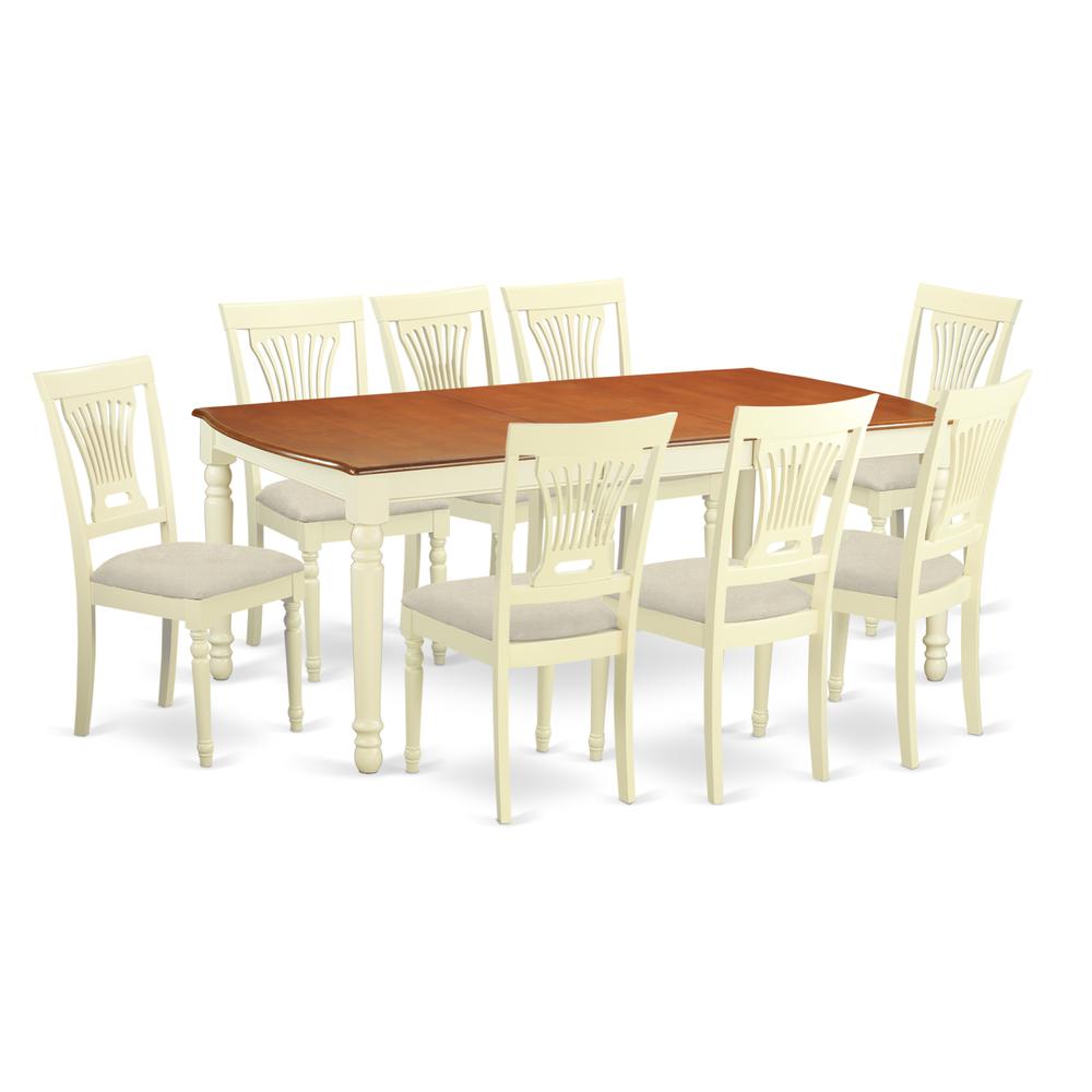 DOPL9-WHI-C 9 PcKitchen dinette set -Kitchen Table and 8 Dining Chairs. Picture 1