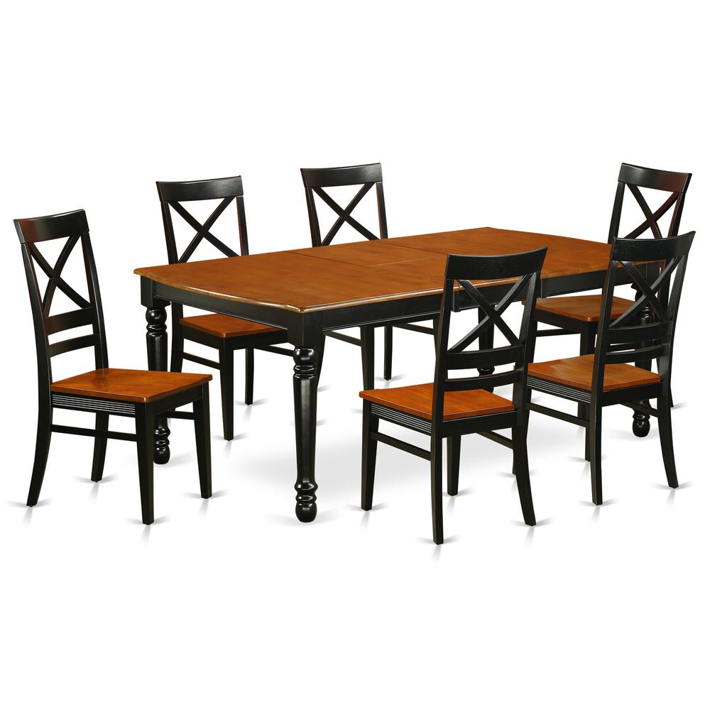 Dining Room Set Black & Cherry, DOQU7-BCH-W. Picture 1