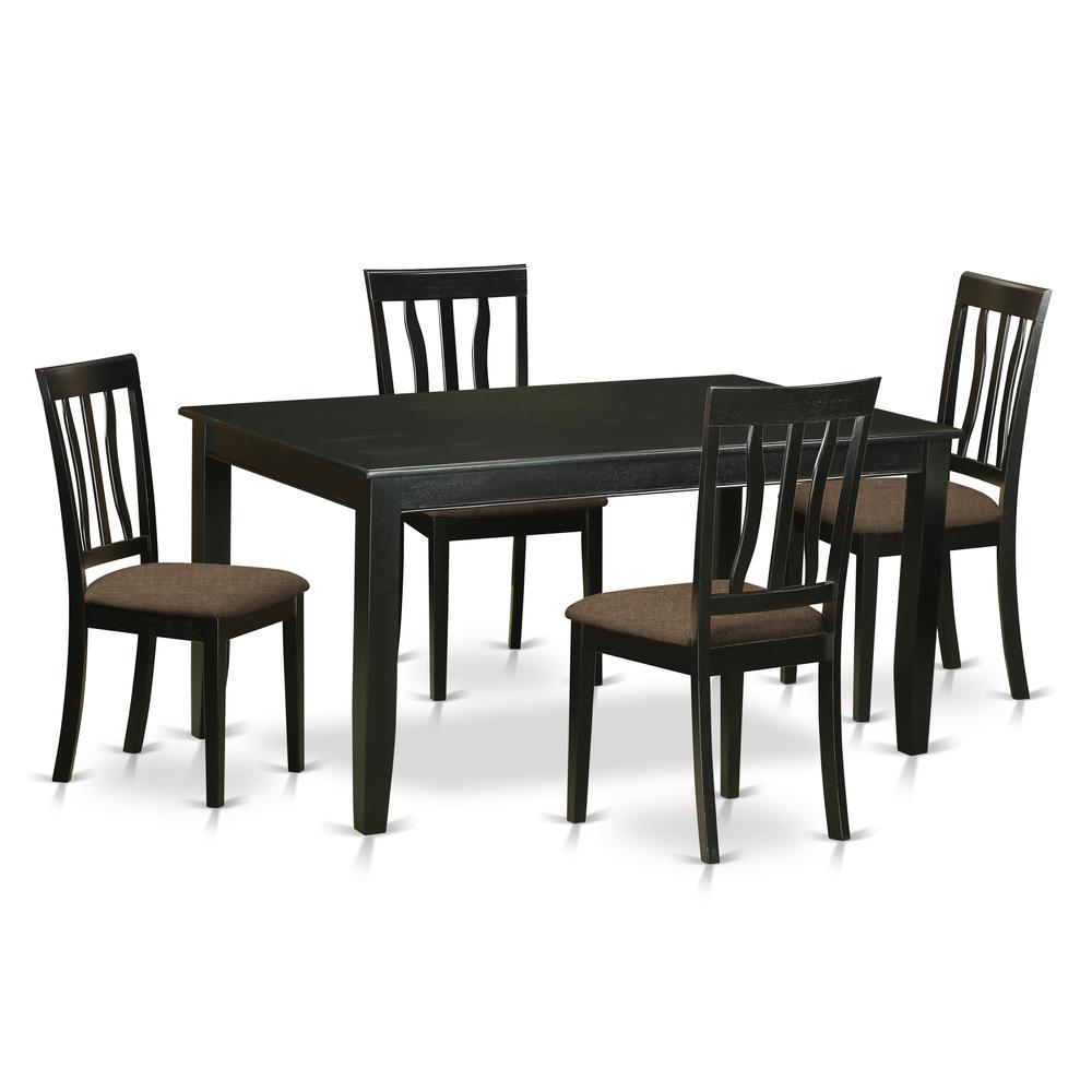 DUAN5-BLK-C 5 PC Table and chair set for 4-Dining Table and 4 Dining Chairs. Picture 1
