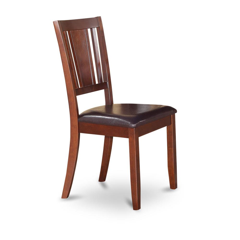 Dudley  Dining  Chair  with  Faux  Leather  upholstered  Seat  in  Mahogany  Finish,  Set  of  2. Picture 1