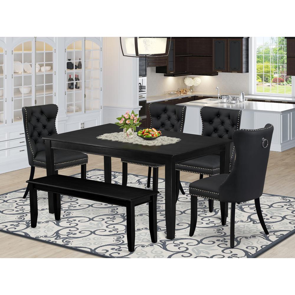 6 Piece Dining Table Set Contains a Rectangle Solid Wood Table. Picture 1