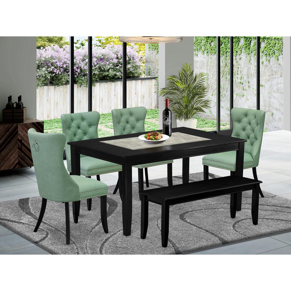 6 Piece Dining Room Set Consists of a Rectangle Solid Wood Table. Picture 1