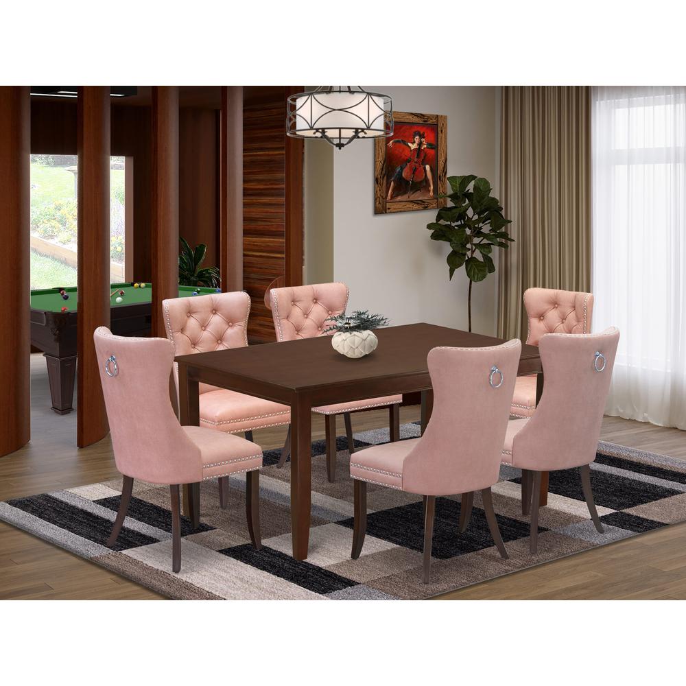 7 Piece Dining Room Table Set Consists of a Rectangle Kitchen Table. Picture 1