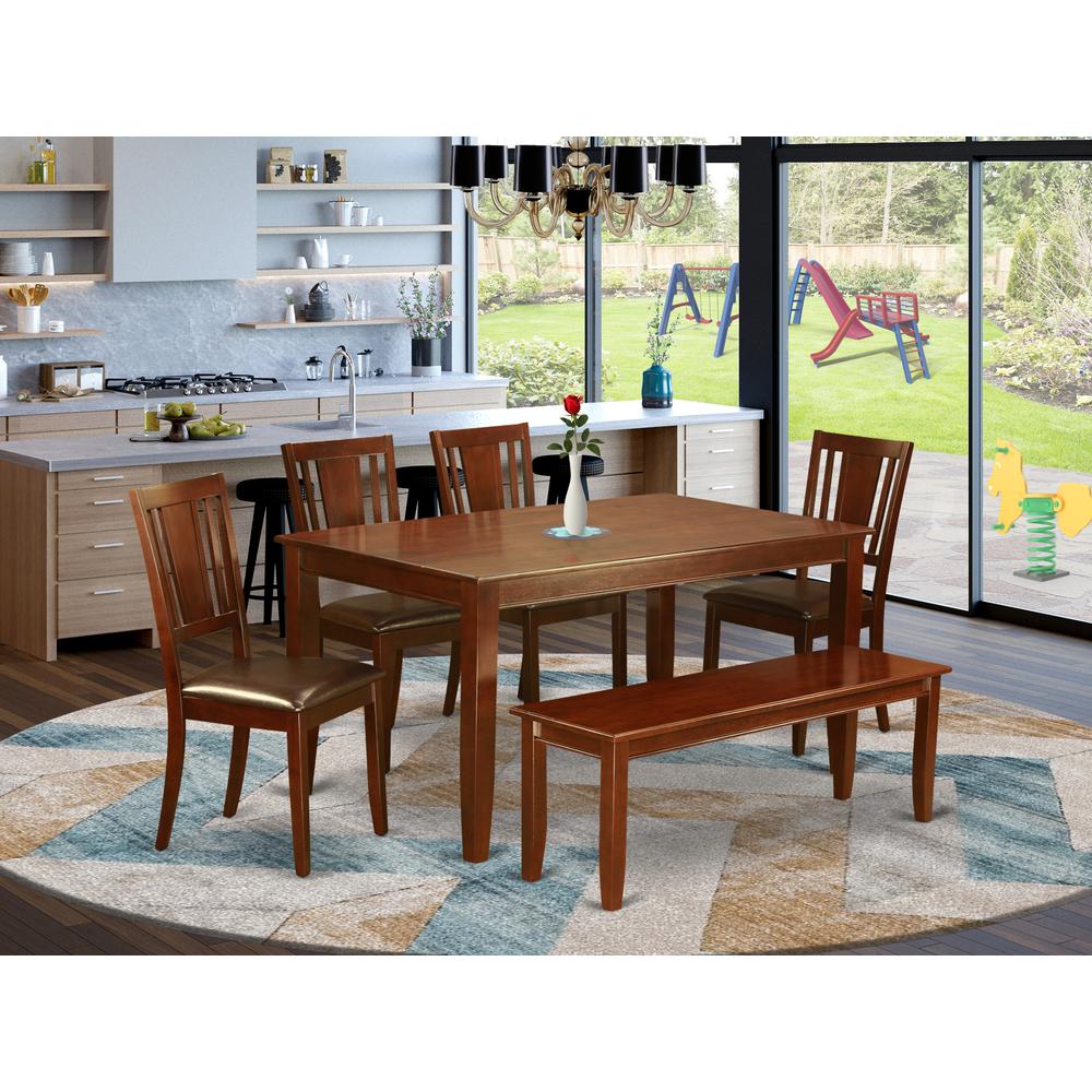 6  PC  Dining  room  set-with  bench  Kitchen  table  set  -Table  and  4  Dining  Chairs  and  Bench. Picture 1
